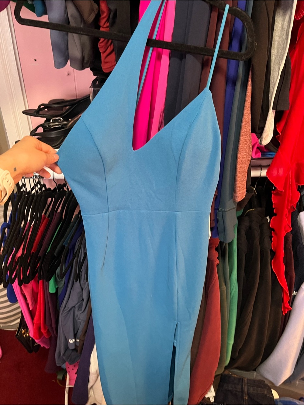 NWT Hello Molly Asymmetrical Neck Midi Dress with slit